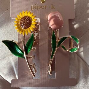 Piper K Sunflower and Tulip Hair Claw Set
